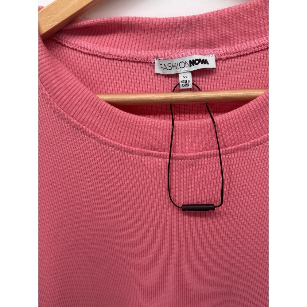 Fashion nova Puff Long Sleeve T Shirt Dress Short Hot Pink Sz XL Barbiecore NWOT - Picture 5 of 11